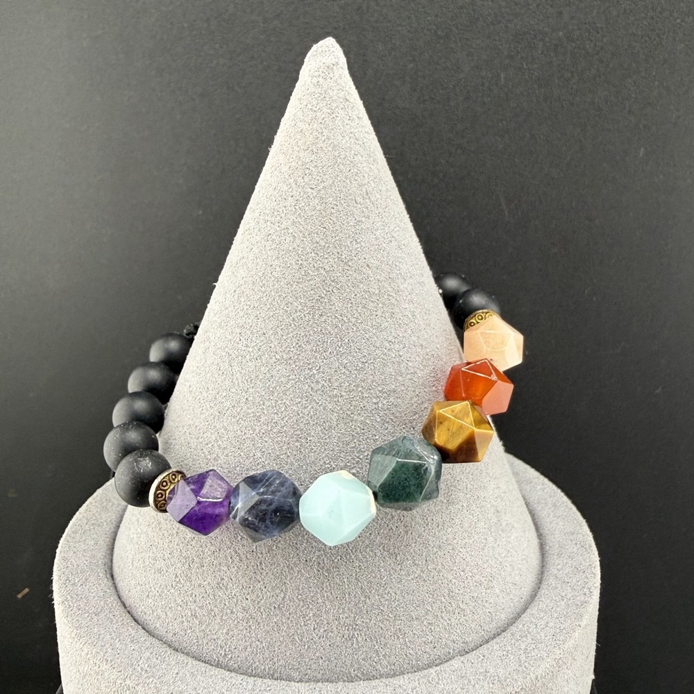 Polished Stone Bracelet Chakra Stones‎ Adjustable 6.5"